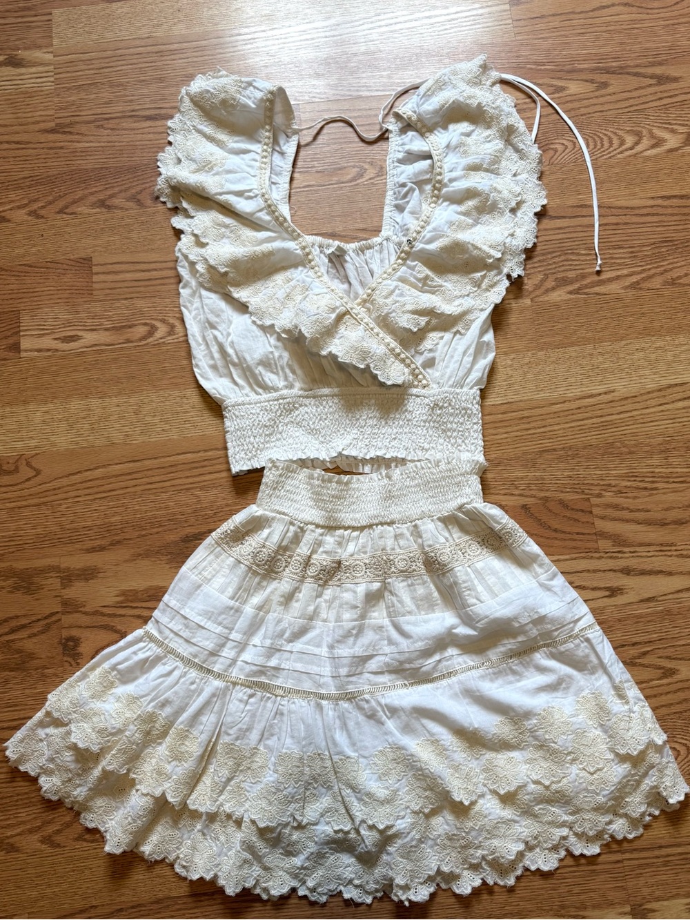 Women’s Lace-Trim White Skirt Set 100% Cotton